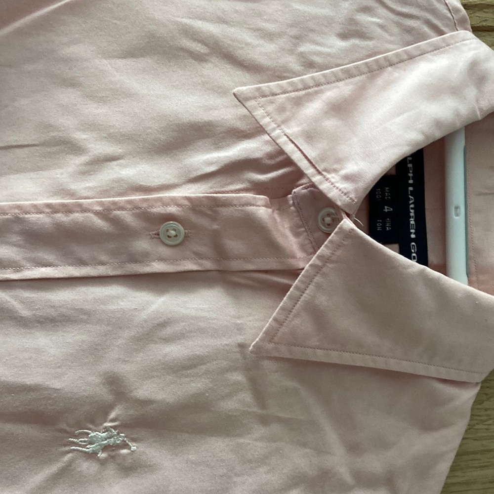 Ralph lauren pink button down shirt.